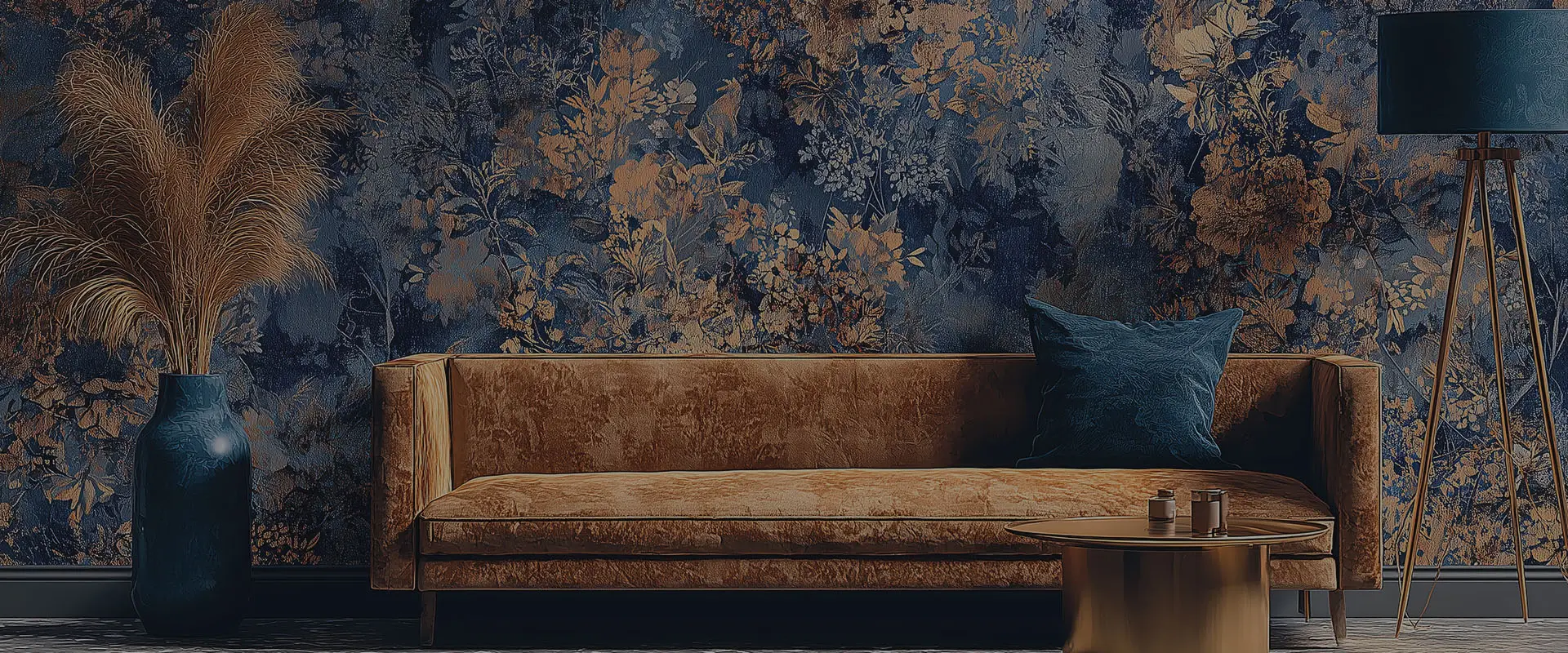 Modern custom wallpaper installed in living room with premium textured finish