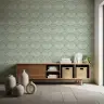 Sage Green Art Deco Scallop Wallpaper 6