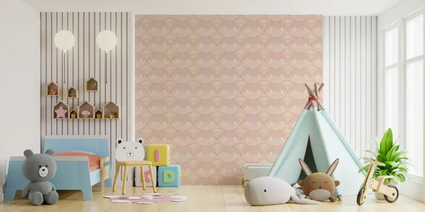 Blush Shell & Wave Pattern Wallpaper