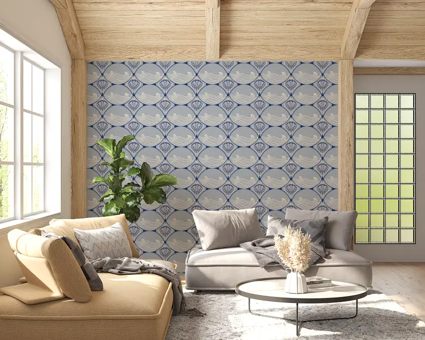 Art Deco Ocean Shells Wallpaper