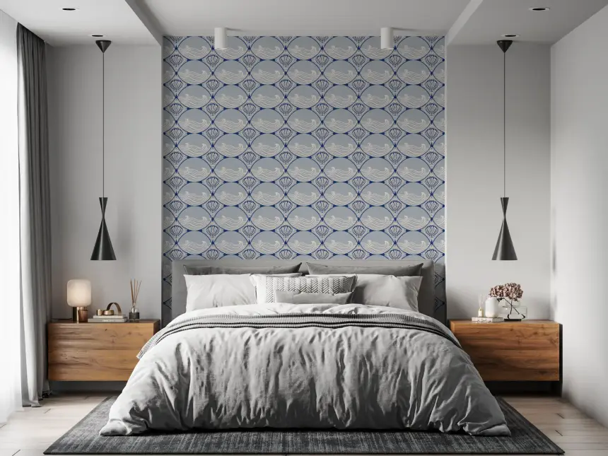 Art Deco Ocean Shells Wallpaper