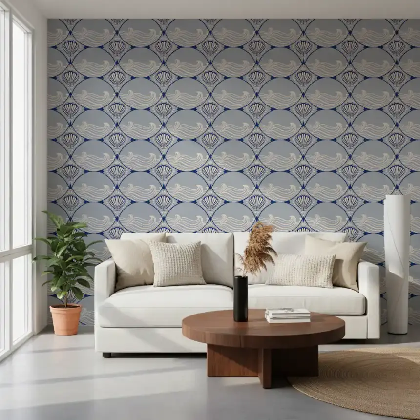 Art Deco Ocean Shells Wallpaper