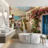 Mediterranean Coastal Village Lane Wall Mural 6