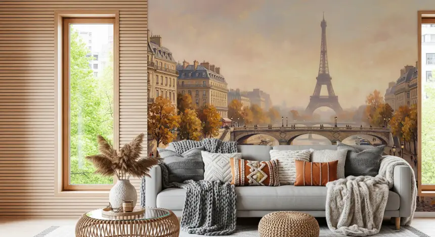 Parisian Autumn Glow Wall Mural