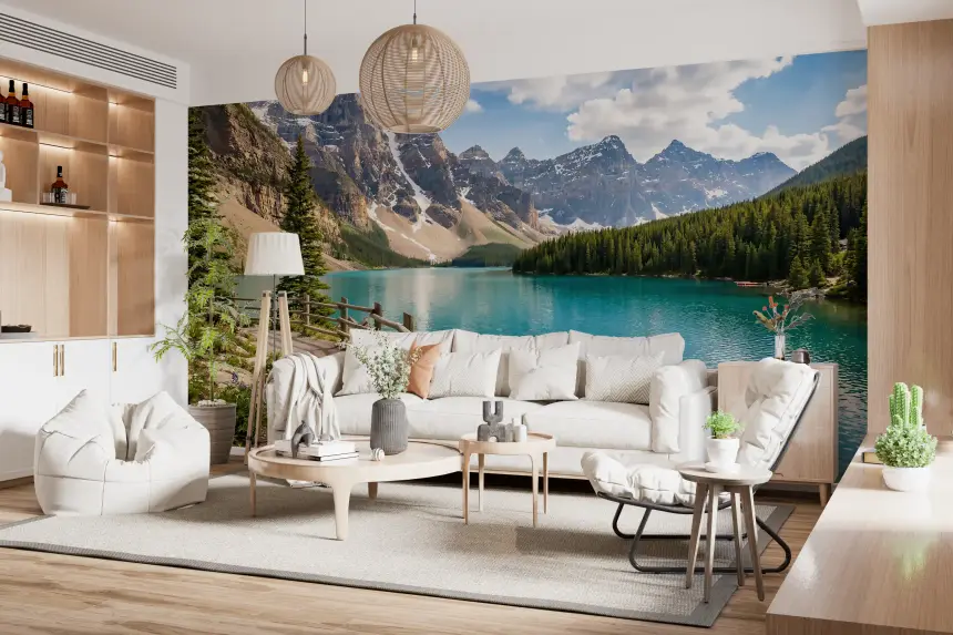 Turquoise Peaks & Pines Wall Mural