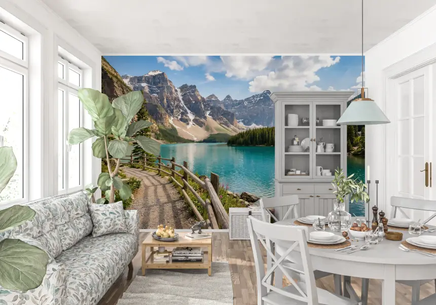 Turquoise Peaks & Pines Wall Mural