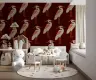 Vintage Heron and Butterfly Pattern Wall Mural 6