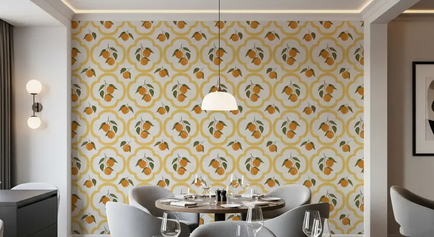 Mediterranean Oranges Decor Wallpaper