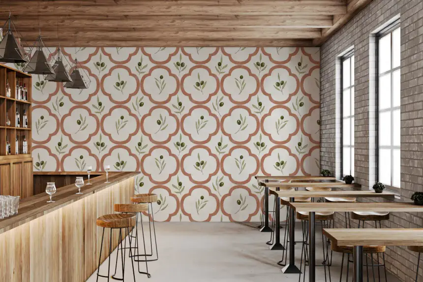 Mediterranean Olives Decor Wallpaper