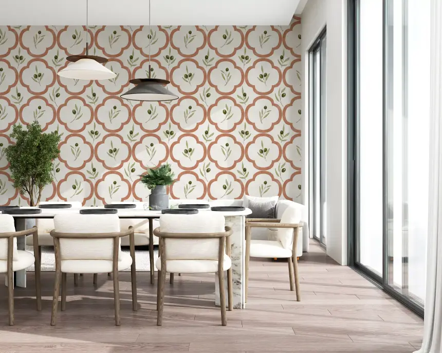 Mediterranean Olives Decor Wallpaper