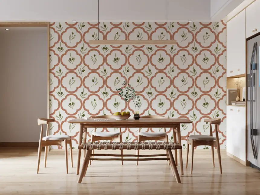 Mediterranean Olives Decor Wallpaper