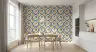 Zesty Lemon and Blue Quatrefoil Pattern Wallpaper 7
