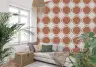 Modern Terracotta Quatrefoil Motif Wallpaper 7