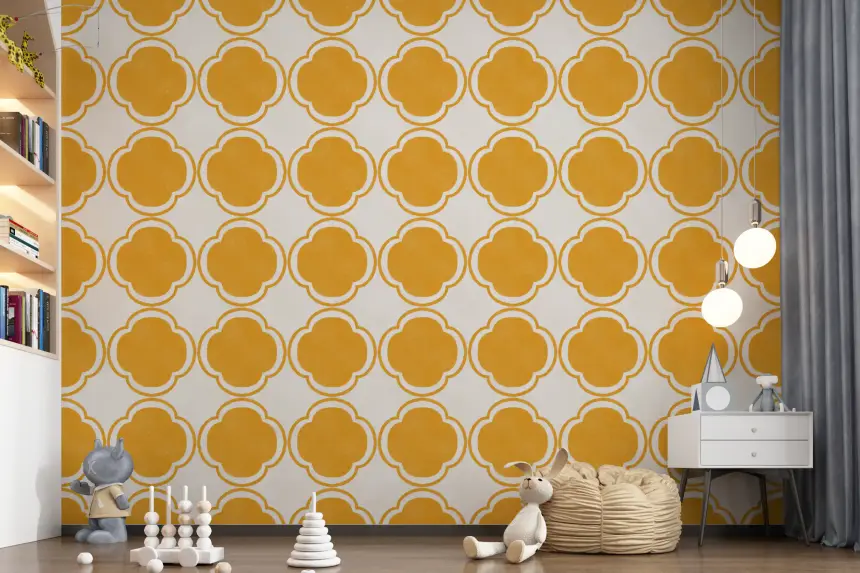 Mediterranean Quatrefoil Decor - Yellow Wallpaper