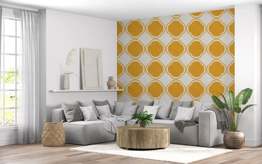 Mediterranean Quatrefoil Decor - Yellow Wallpaper