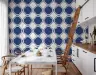 Classic Blue Quatrefoil Pattern Wallpaper 7