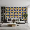 Watercolour Harlequin Diamond Pattern Wallpaper 8