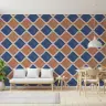 Terracotta Blue Geometric Diamond Wallpaper 6