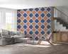Terracotta Blue Geometric Diamond Wallpaper 7
