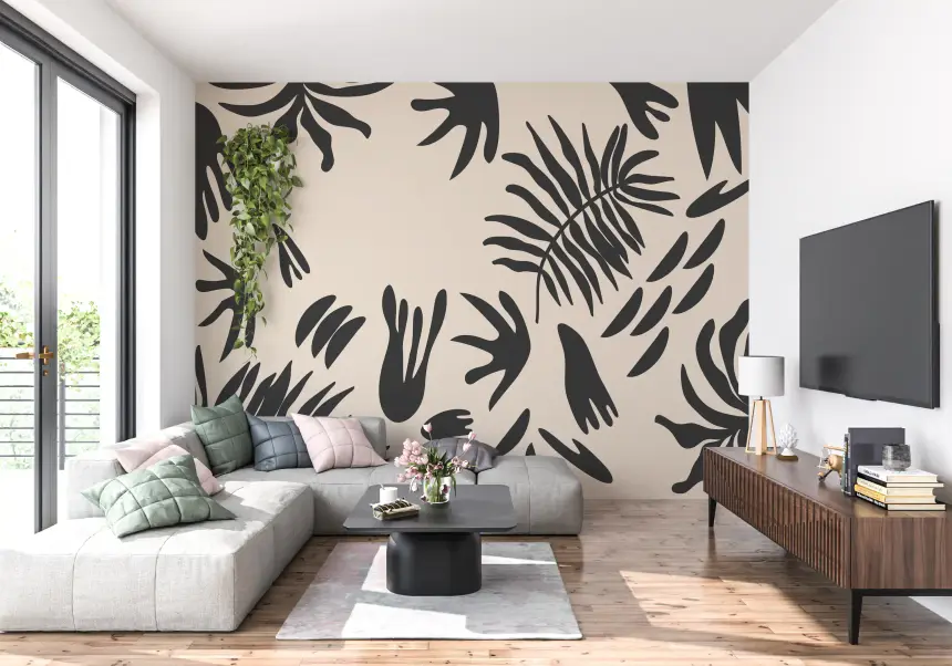 Organic Fern Silhouette Wall Mural