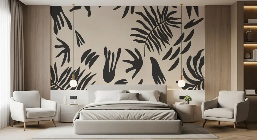 Organic Fern Silhouette Wall Mural