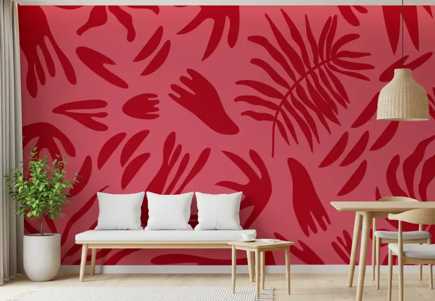 Crimson Leaf Dance Wall Mural