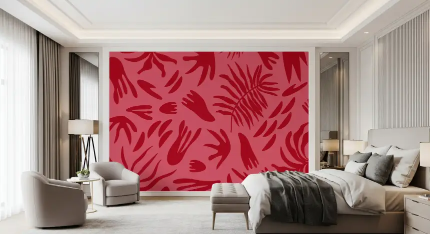 Crimson Leaf Dance Wall Mural
