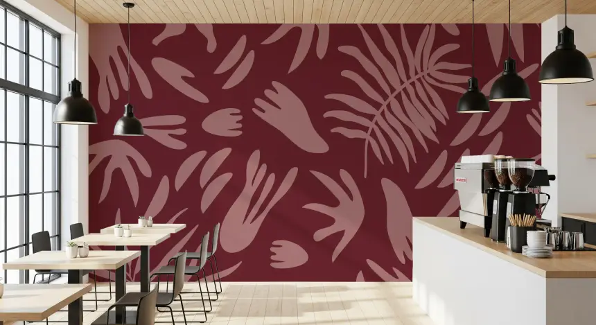 Maroon Bloom Abstract Wall Mural