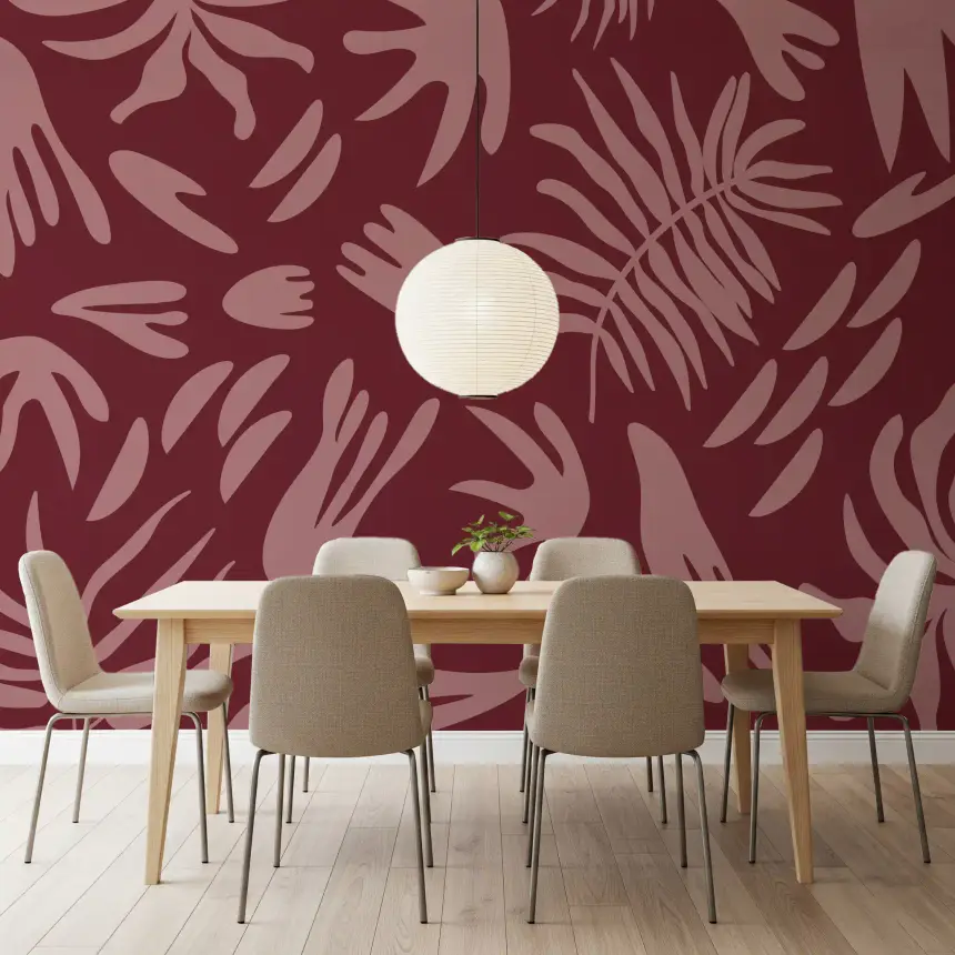 Maroon Bloom Abstract Wall Mural
