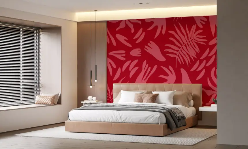 Crimson Botanical Dance Wall Mural