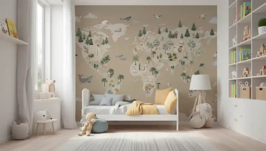 Animal Atlas Brown Wall Mural