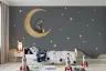 Celestial Bear Bunny Moon Grey Wallpaper Mural 8