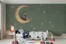 Peaceful Bear Bunny Crescent Moon Sage Wall Mural 8