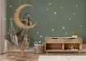 Peaceful Bear Bunny Crescent Moon Sage Wall Mural 6