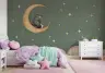 Peaceful Bear Bunny Crescent Moon Sage Wall Mural 7