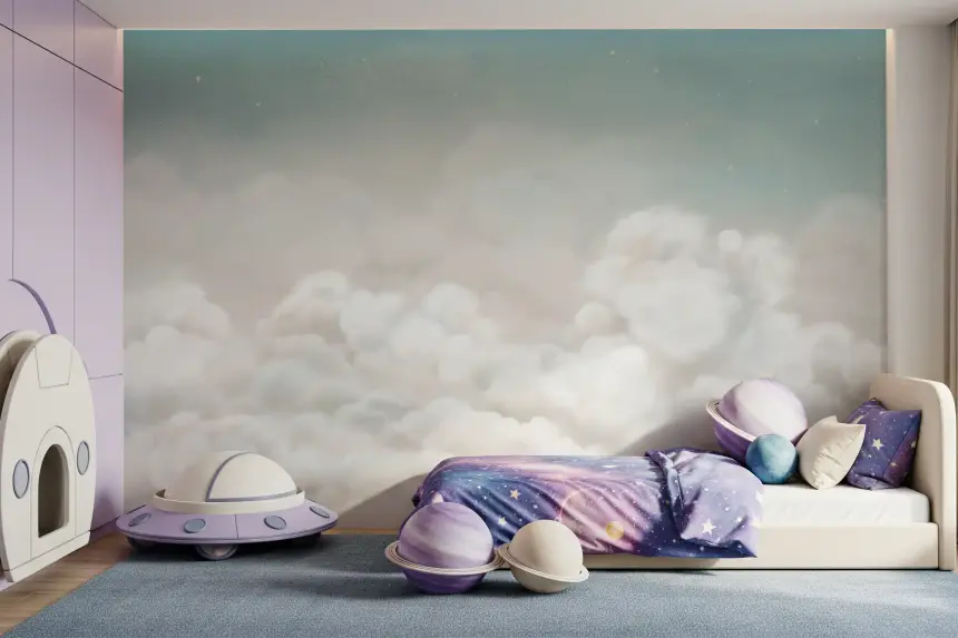 Calming Clouds Blue Wall Mural