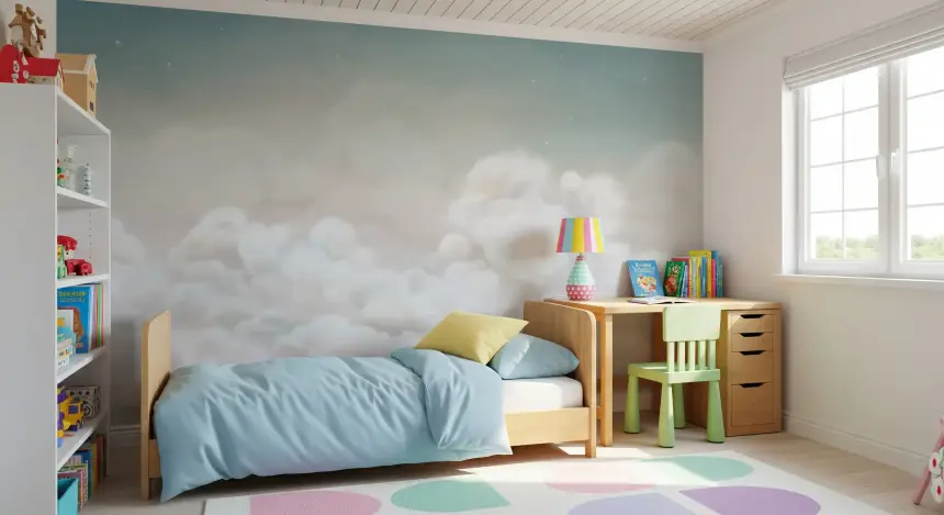 Calming Clouds Blue Wall Mural