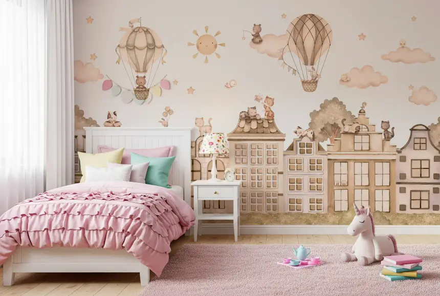 City Cats Mono Wall Mural