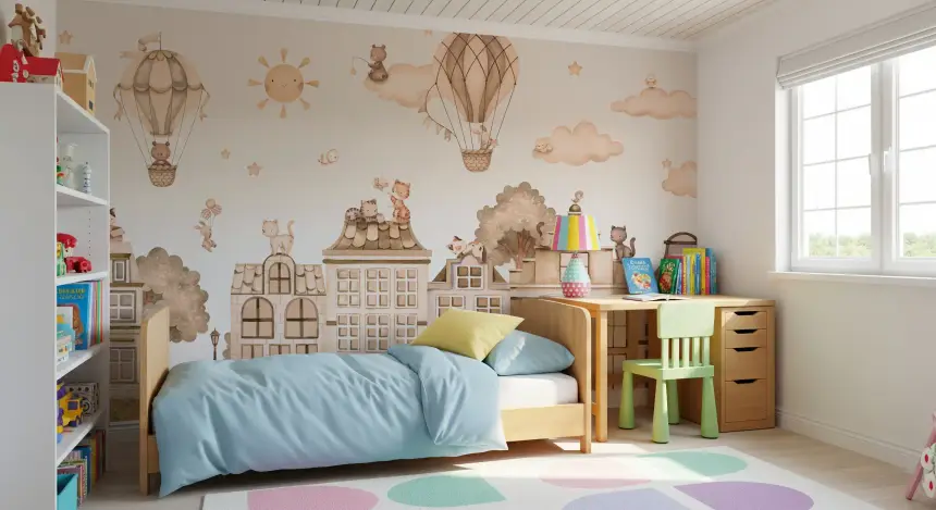 City Cats Mono Wall Mural