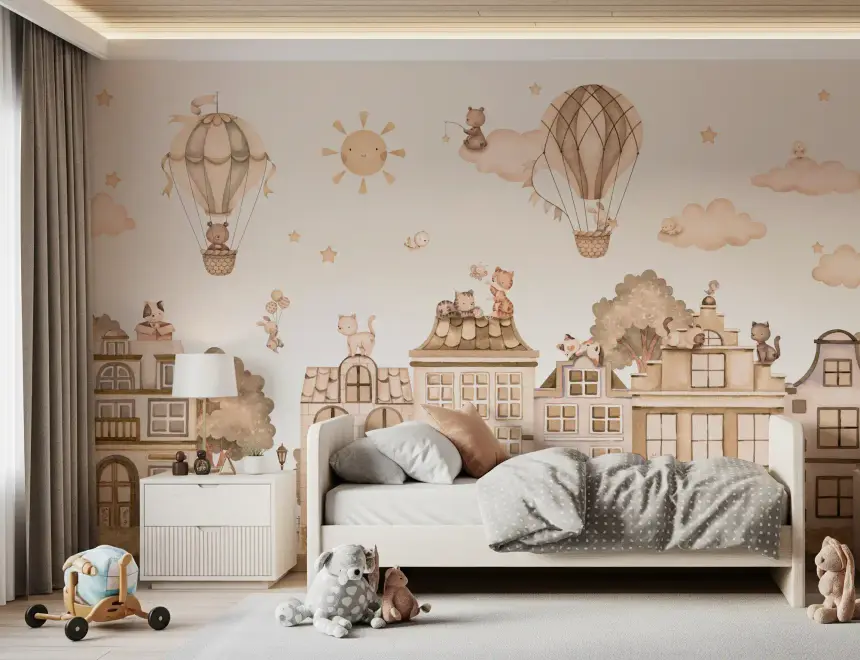 City Cats Mono Wall Mural