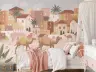 Whimsical Desert Town & Camels Wall Mural 8