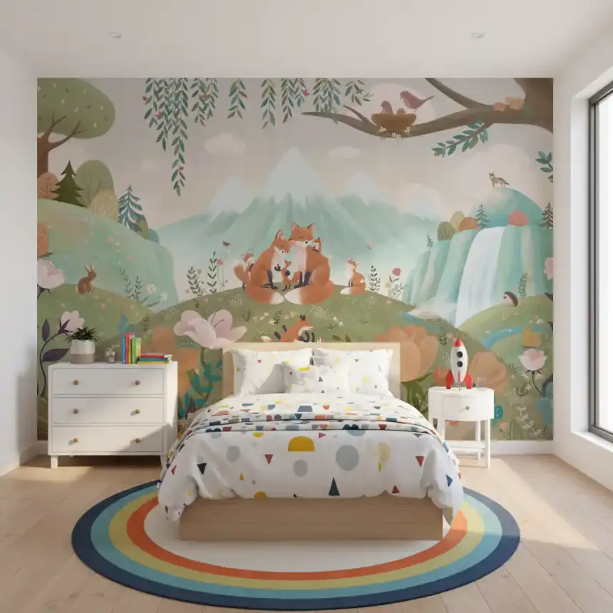 Fox Family Wall Mural