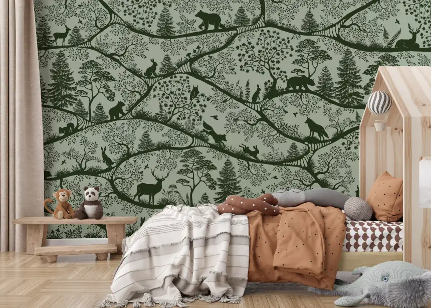 Nordic Nature Green Green Wall Mural