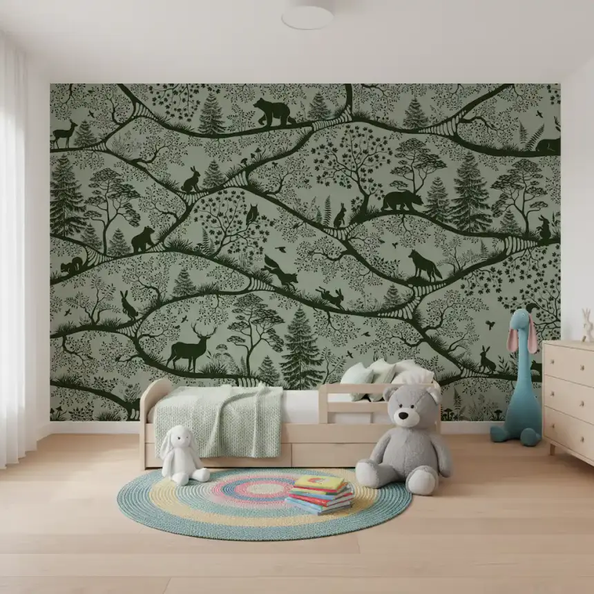 Nordic Nature Green Green Wall Mural