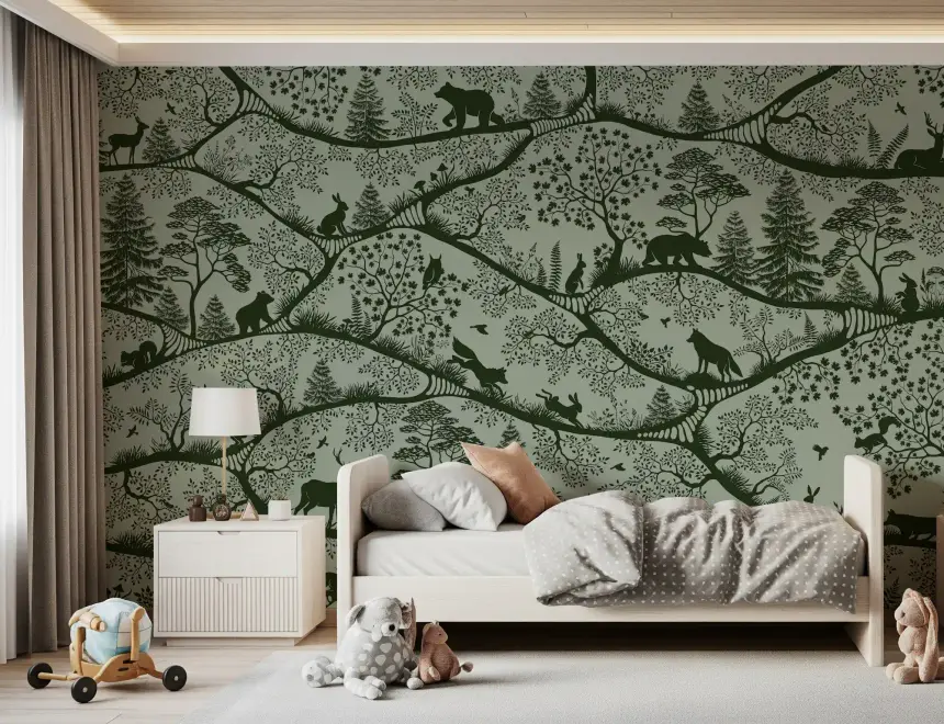 Nordic Nature Green Green Wall Mural