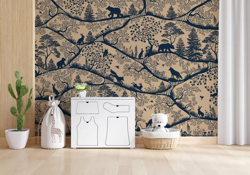 Nordic Nature Beige Blue Wall Mural