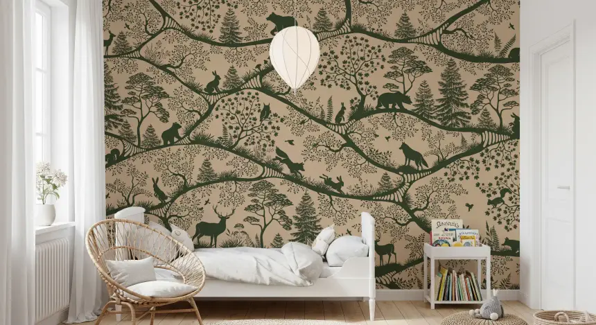 Nordic Nature Beige Green Wall Mural