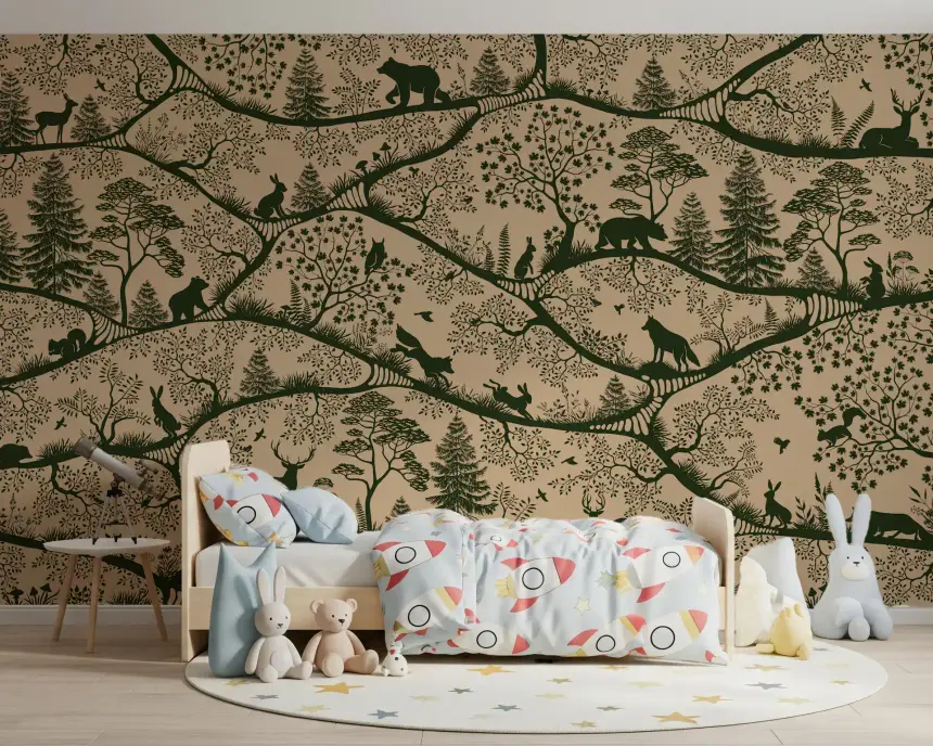 Nordic Nature Beige Green Wall Mural