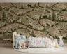 Whimsical Woodland Animals Beige Green Wallpaper 6