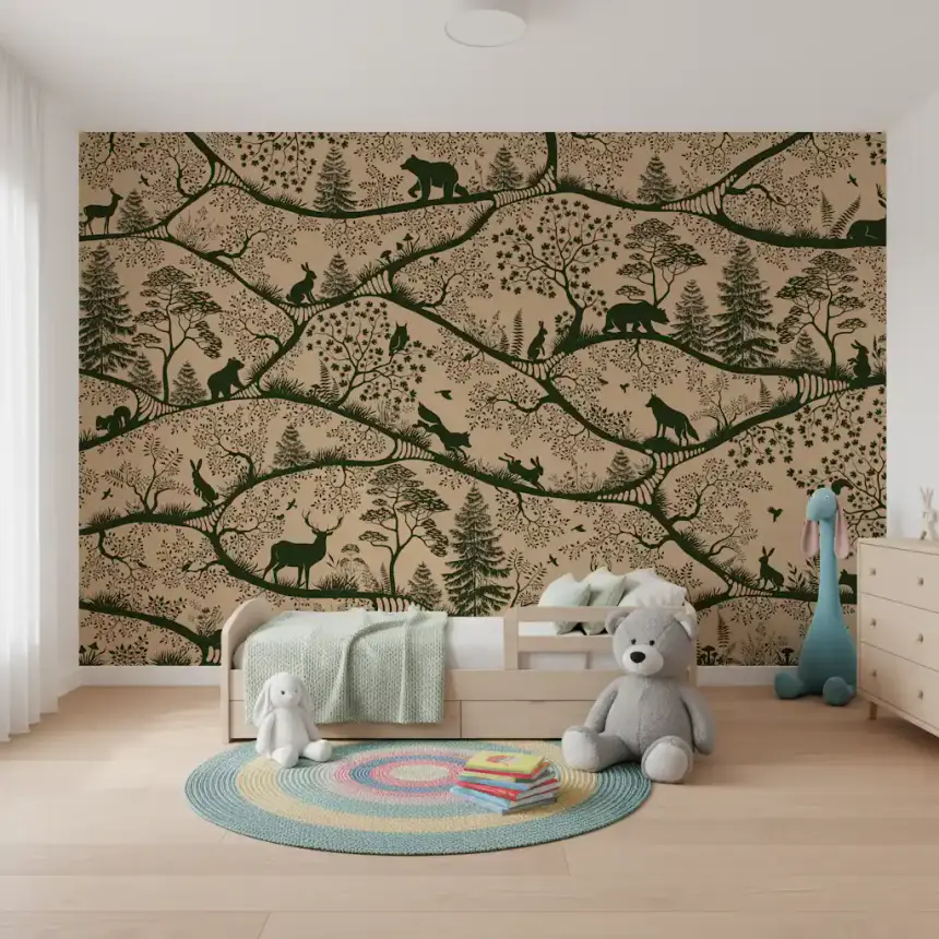 Nordic Nature Beige Green Wall Mural